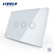 EUA / AU padrão Livolo à prova de fogo de alta qualidade interruptor remoto moda interruptor de parede de cristal de vidro branco fonte de alimentação VL-C303R-81